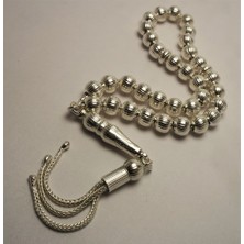 Osmanlı Gümüş Gümüş Tespih Çizgili Küre Ortaboy 17,5Gr