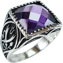 Osmanlı Gümüş Zirkon Taşlı Zülfikarli Gümüş Erkek Yüzüğü