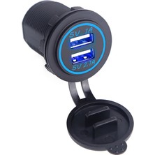NXT Oto USB Şarj Soketi 5V 2.1A / 1A Mavi Işık
