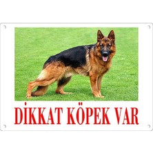 Dikkat Köpek Var Uyari Levhasi (Renkli Alman Kurdu)