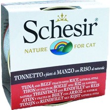Schesir Suda Pişirilmiş Ton Balıklı Sığır Etli Konserve Kedi Mamasi 85 Gr