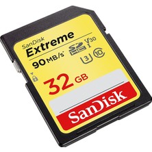 SanDisk Extreme 32GB SDHC Card 32GB 90MB/s V30 UHS-I U3 Hafıza Kartı SDSDXVE-032G-GNCIN