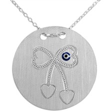 Altınsepeti Gümüş Fiyonklu Kalp Kolye Gözlü G252Kl