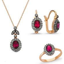 Altınsepeti Kırmızı Beyaz Taşlı Altın Set As8Tk14T2 14