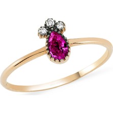 Altınsepeti Rose Kırmızı Damla Taş Altın Yüzük As202Yzrt6 13