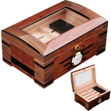 İtalyan Sediri 2 Katlı Camlı Özel Humidor Puro Kutusu ht82