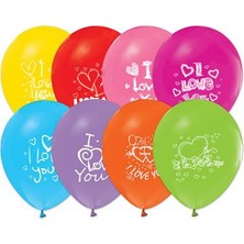 Wildlebend I Love You Baskılı Balon 100 Adet