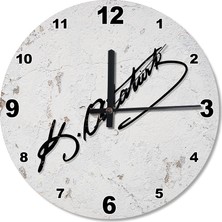 Cakasepetim Boyası Eskimiş Zeminde Atatürk İmzası Şekilli Duvar Saati