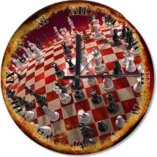 Tablomega Santranç Takımları Baskılı Duvar Saati