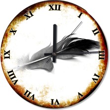 Cakasepetim Siyah Kuş Tüyü Analog Duvar Saati