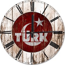 Cakasepetim Türk Yazı Bayrak Akarlı Duvar Saati