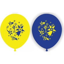 Wildlebend Sarı Lacivert Baskılı Balon 50 Adet