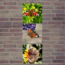 Cakasepetim Ahşap Tablo Renk Cümbüşü Kelebekler Baskılı 14X14 Cm 3 Parça