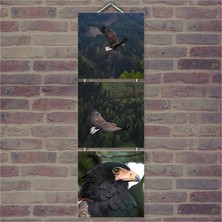 Cakasepetim Ahşap Tablo Uçan Kartallar Baskılı 14X14 Cm 3 Parça