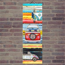 Cakasepetim Ahşap Tablo Vosvos Minibüs Otomobil Baskılı 14X14 Cm 3 Parça