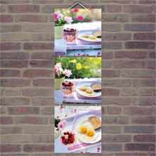 Cakasepetim Ahşap Tablo Yumurta Meyve Kahvaltı Zamanı Baskı 14X14 Cm 3 Parça