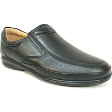 Fancy Siyah %100 Deri Bağcıksız Anatomik Comfort Ayakkabı