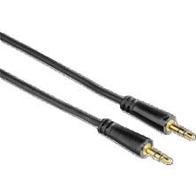Hama 3.5mm - 3.5mm Stereo Altın Uç Siyah 3S 3M