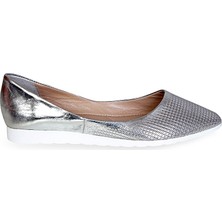 Nemesis Shoes Babet Ayakkabı Gümüş Baskılı Deri