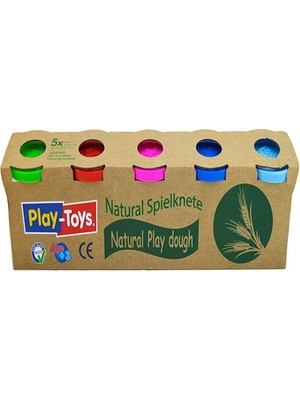 Play-Toys Natural 5'li Renkli Oyun Hamuru Seti 1. Sınıf Buğday Unu 5x100 g – Çocuklar İçin El Becerisi ve Yaratıcılık Geliştirici