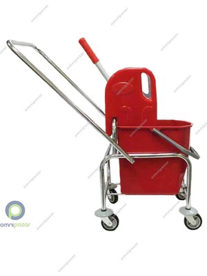 Ceymop Temizlik Arabası Tek Kovalı Krom Taşıyıcı Plastik Lüks Pres