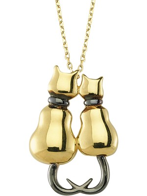 Altınsepeti Altın Taşsız Aşık Kediler Kolye As1269Kl