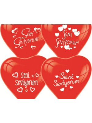 Wildlebend Seni Seviyorum Yazılı 30 lu Kalp Balon