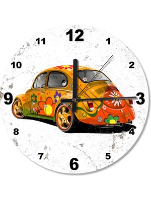 Cakasepetim Çiçekli Vosvos Ahşap Duvar Saati