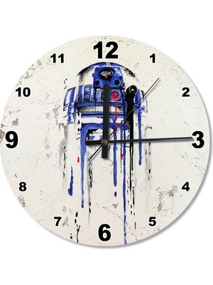 Cakasepetim Starwars R2D2 Robot Ahşap Duvar Saati