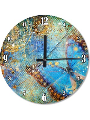 Cakasepetim Yeryüzüne İnen Kelebek Fügürü Ahşap Duvar Saati