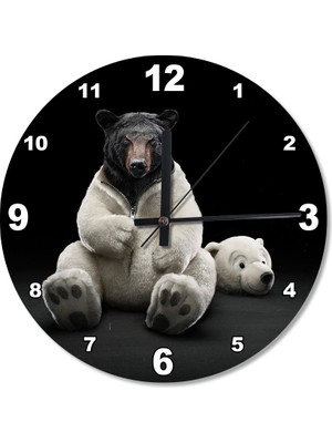 Cakasepetim Beyaz Kostümlü Ayı Ahşap Duvar Saati