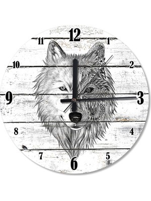 Cakasepetim Çiçek Gözlü Kurt Analog Duvar Saati
