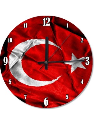 Cakasepetim Dalgalanan Türk Bayrağı Dekoratif Duvar Saati