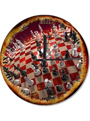 Tablomega Santranç Takımları Baskılı Duvar Saati