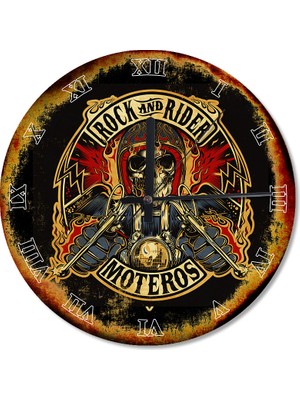 Cakasepetim Rock and Rider Moteros Desenli Duvar Saati