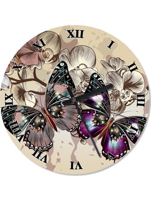 Cakasepetim Kelebek Dünyası Dekoratif Duvar Saati