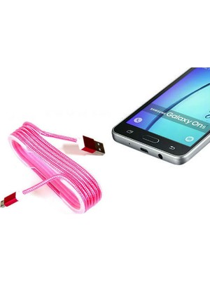 Wildlebend Android Örgü Şeklinde Renkli Çelik Şarj Data Kablosu - Pembe