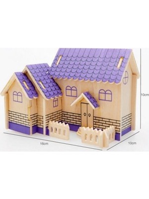 Wildlebend 3D Ahşap Puzzle - Mor Ev