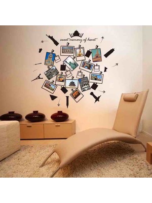 Ev Dekorasyonu Kalp Şekilli Resim Fotoğraf Çerçeveli Kendinden Yapışkanlı PVC Duvar Sticker Hediyelik