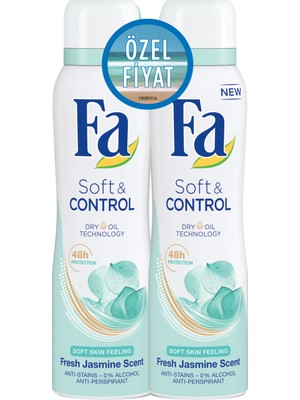 Fa Soft&Control Deodorant Sprey Yasemin Kokulu 2×150 ml 48 Saat Koruma Sağlayan
