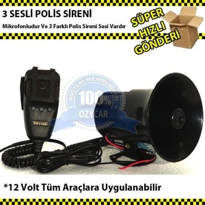 Polis Sireni Dat Dat 3 Sesli Mikrofonlu 12 Volt