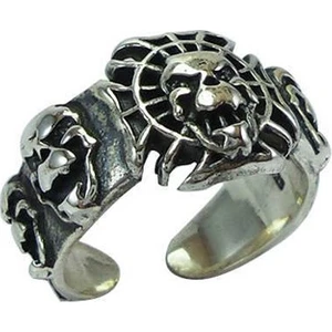 Osmanlı Gümüş Gotik Kurukafa Skull Gümüş Erkek Yüzüğü