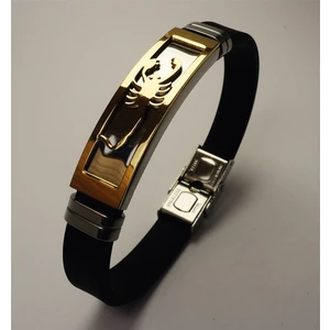 Osmanlı Gümüş Akrep Figürlü Kauçuk Çelik Erkek Bileklik