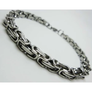 Osmanlı Gümüş Erkek Çelik Kral Bileklik Künye - Orta Kalınlık