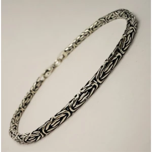 Osmanlı Gümüş Gümüş Kral Zincir Erkek Bileklik 3Mm Orta Kalınlıkta