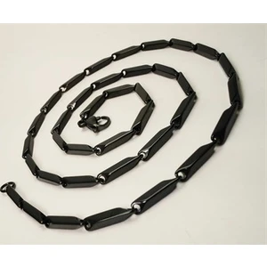 Osmanlı Gümüş Çelik Erkek Kolye Zincir Metalik Siyah Renkli Model