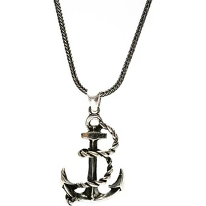 Osmanlı Gümüş Gemi Çapasi Gümüş Erkek Kolye Zincir Orta Boy