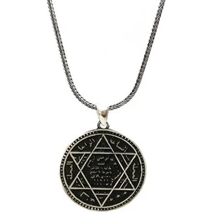 Osmanlı Gümüş Hz.Süleyman Mührü Erkek Gümüş Kolye Zincir