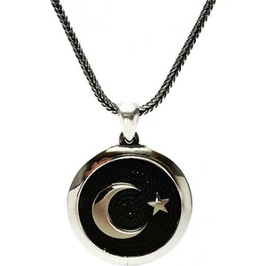 Osmanlı Gümüş Türk Bayraği Ayyıldız Erkek Gümüş Kolye Zincir