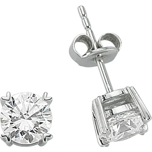 Silver & Silver 1 ct Zirkon Taşlı Tektaş Küpe